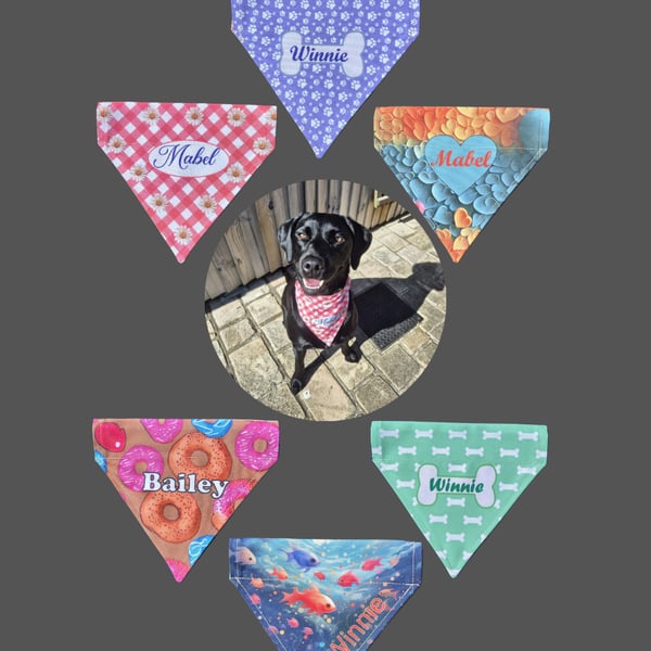 Personalised Handmade Dog Bandana - double sided
