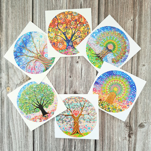 Tree of Life Art Greetings Cards, Pack of 6