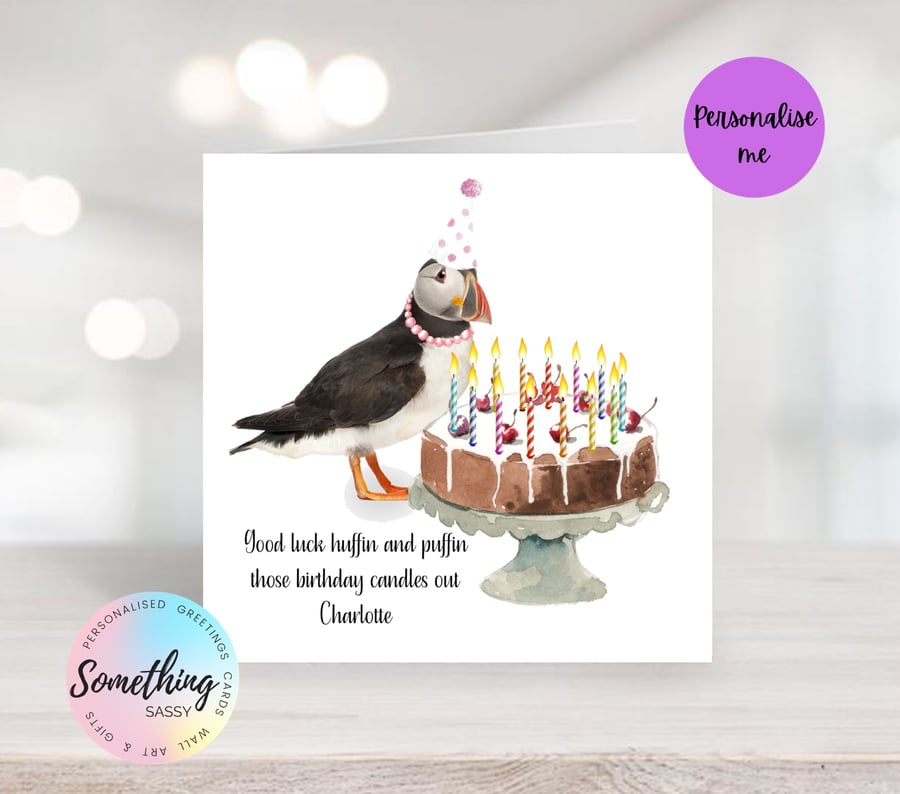 Personalised Funny Puffin Birthday Card