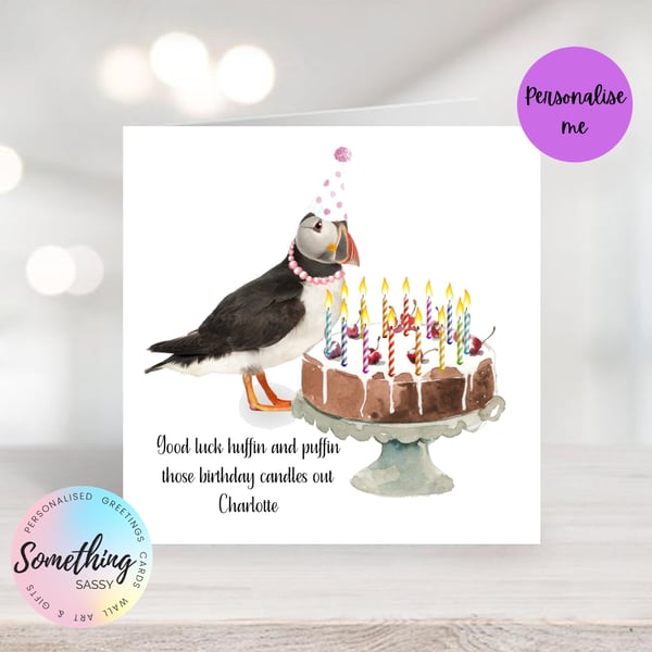 Personalised Funny Puffin Birthday Card