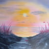 Peaceful Beach Oil Painting 