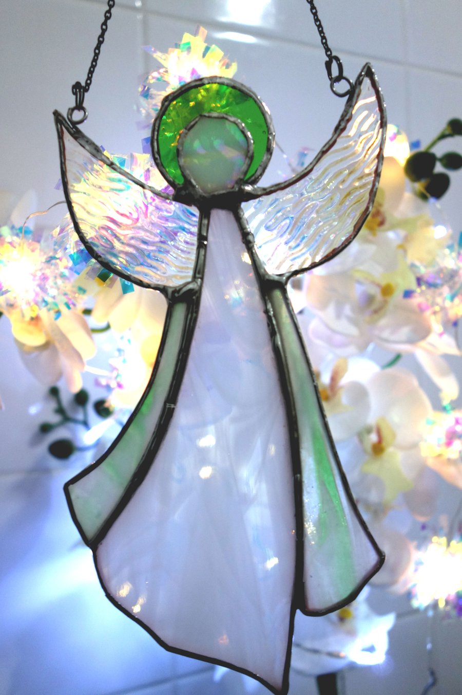 Guardian Angel  Stained Glass Suncatcher