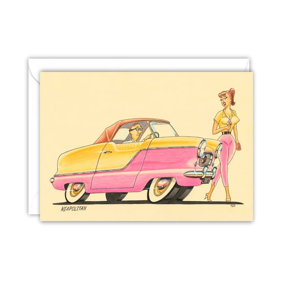 Mid Century Art Greetings Card, Neapolitan Ice Cream, Fifties Comic Graphics