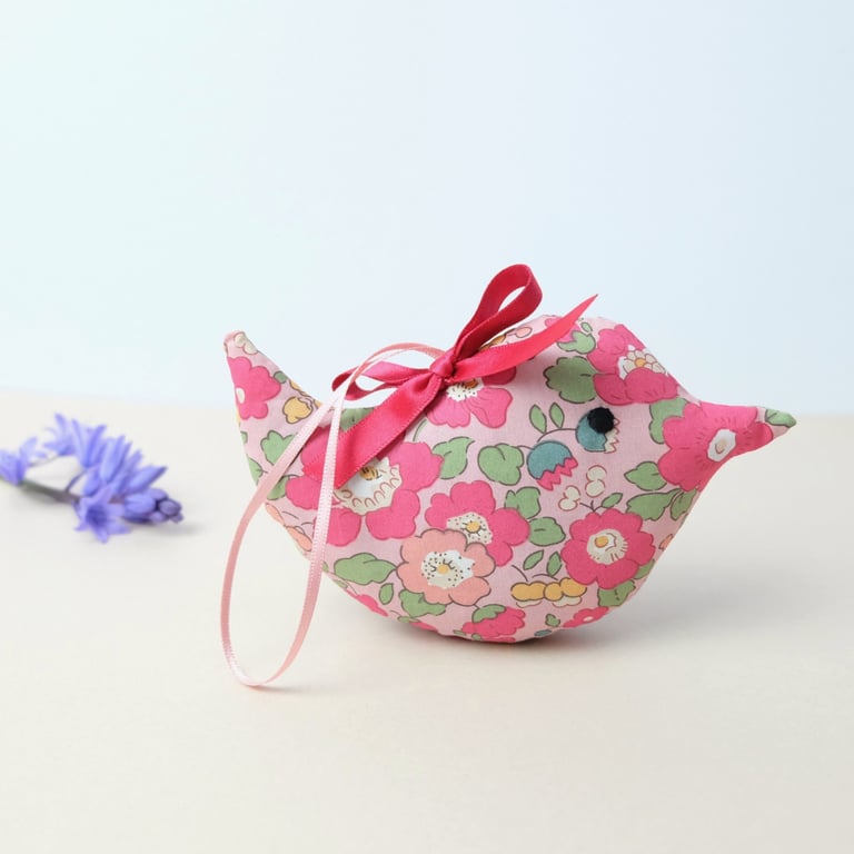 Mini Lavender Bird Sachet in Liberty Betsy Pink Floral Fabric