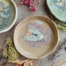 Ceramic trinket dish handpainted rustic earthenware pottery-salt Marsh moth