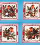Set Of 4 Robin Christmas Cards, 6x6 inches, 15x15 cms 