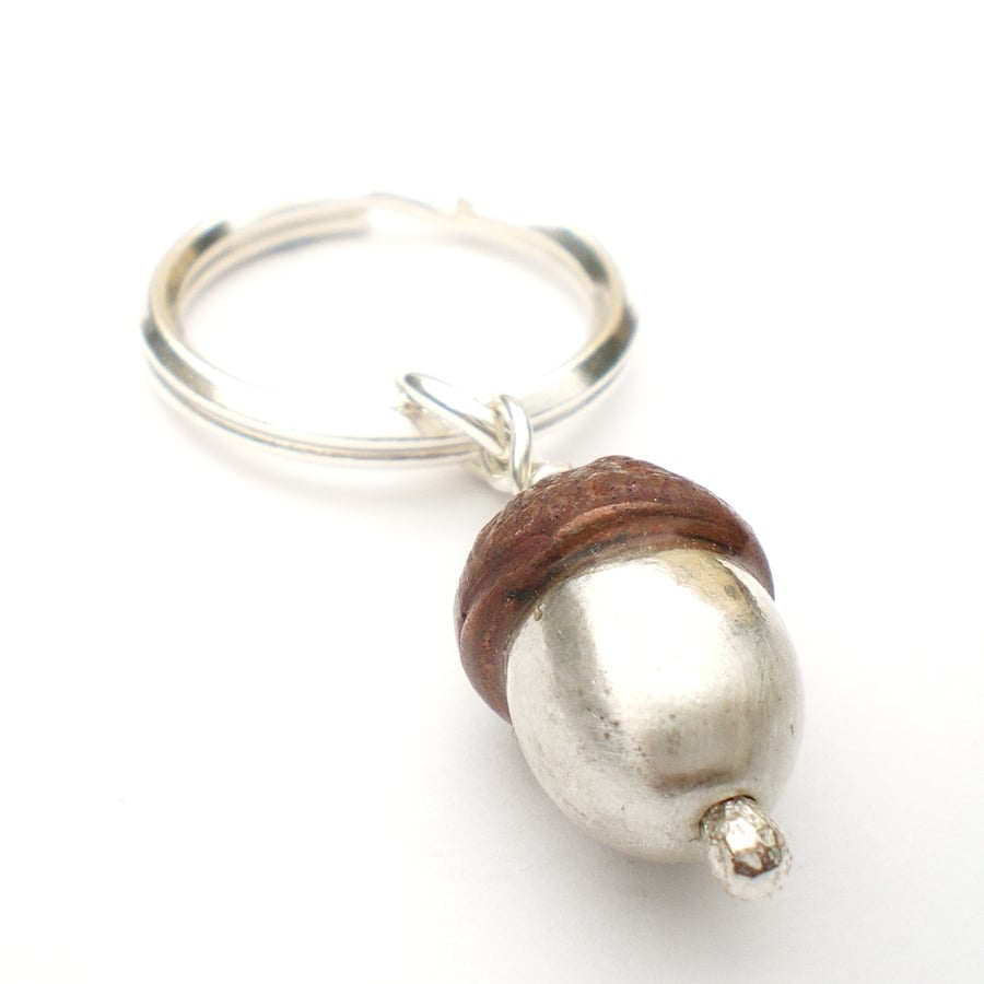 Silver and Copper Acorn Keyring