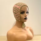 Granny Square Bonnet – Pink and Green Crochet Festival Hat with Ties