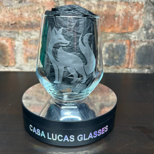 Hand Etched Glass, Fox