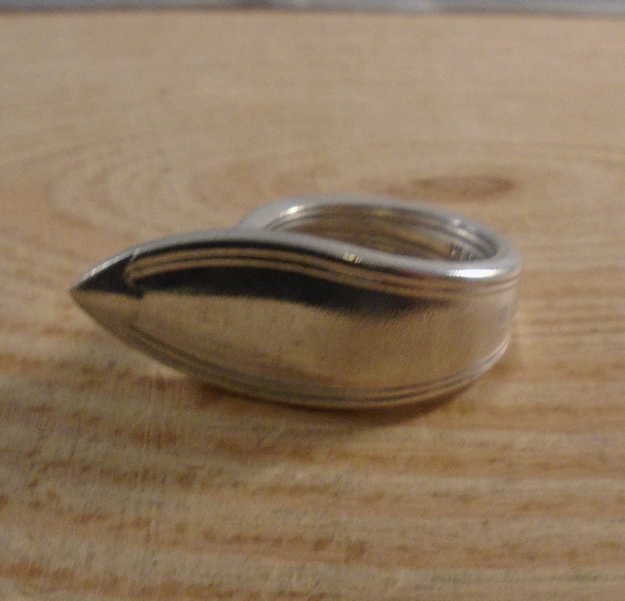 Upcycled Silver Plated Gothic Spoon Handle Ring SPR111802