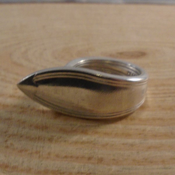 Upcycled Silver Plated Gothic Spoon Handle Ring SPR111802