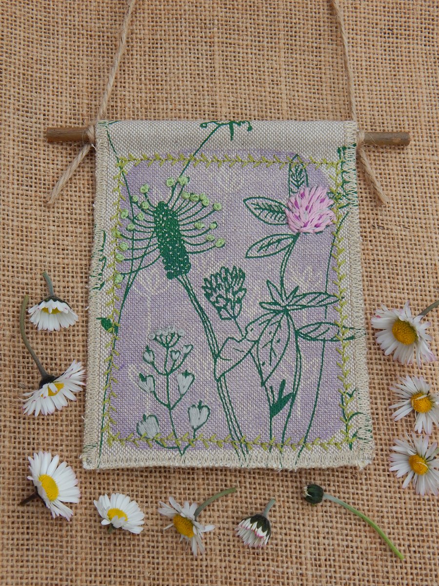 Hedgerow Flowers - screen printed hanger 
