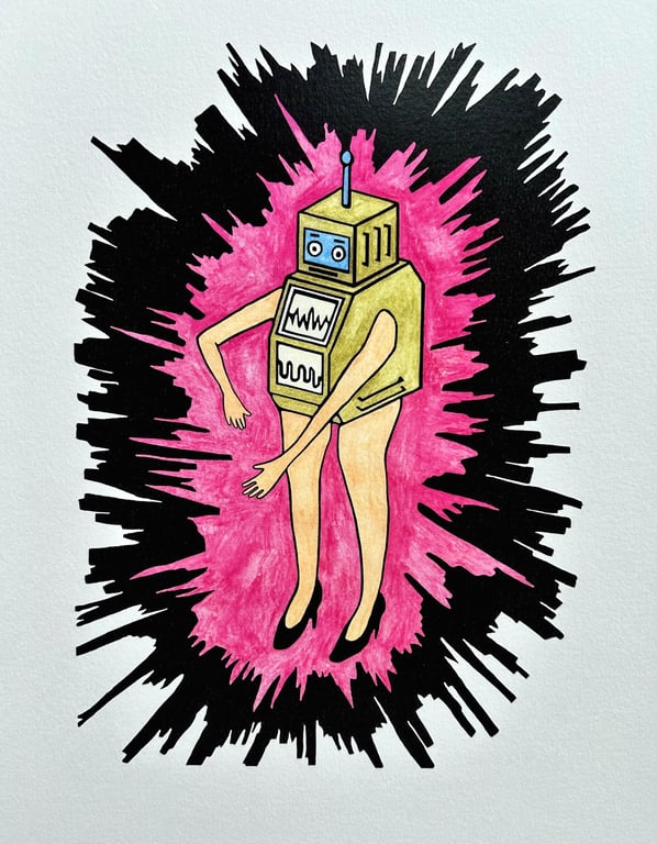 Robot print - Robot art print - Surreal print  - Robot - Fun print - Comic print