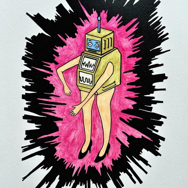 Robot print - Robot art print - Surreal print  - Robot - Fun print - Comic print