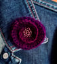 Crocheted brooch with beads - purple shades - Image 4