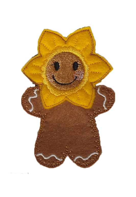Daffodil gingerbread man brooch