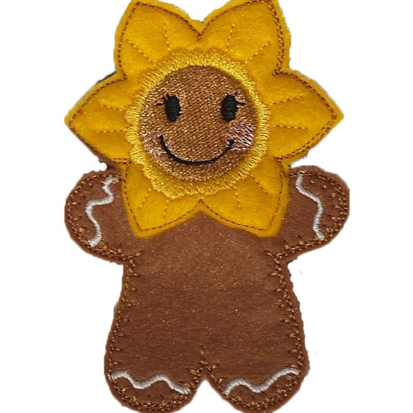 Daffodil gingerbread man brooch