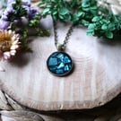 Abalone Shell and Black Resin Pendant Necklace