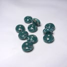 Pkt 10 ceramic rondelle beads Teal colour