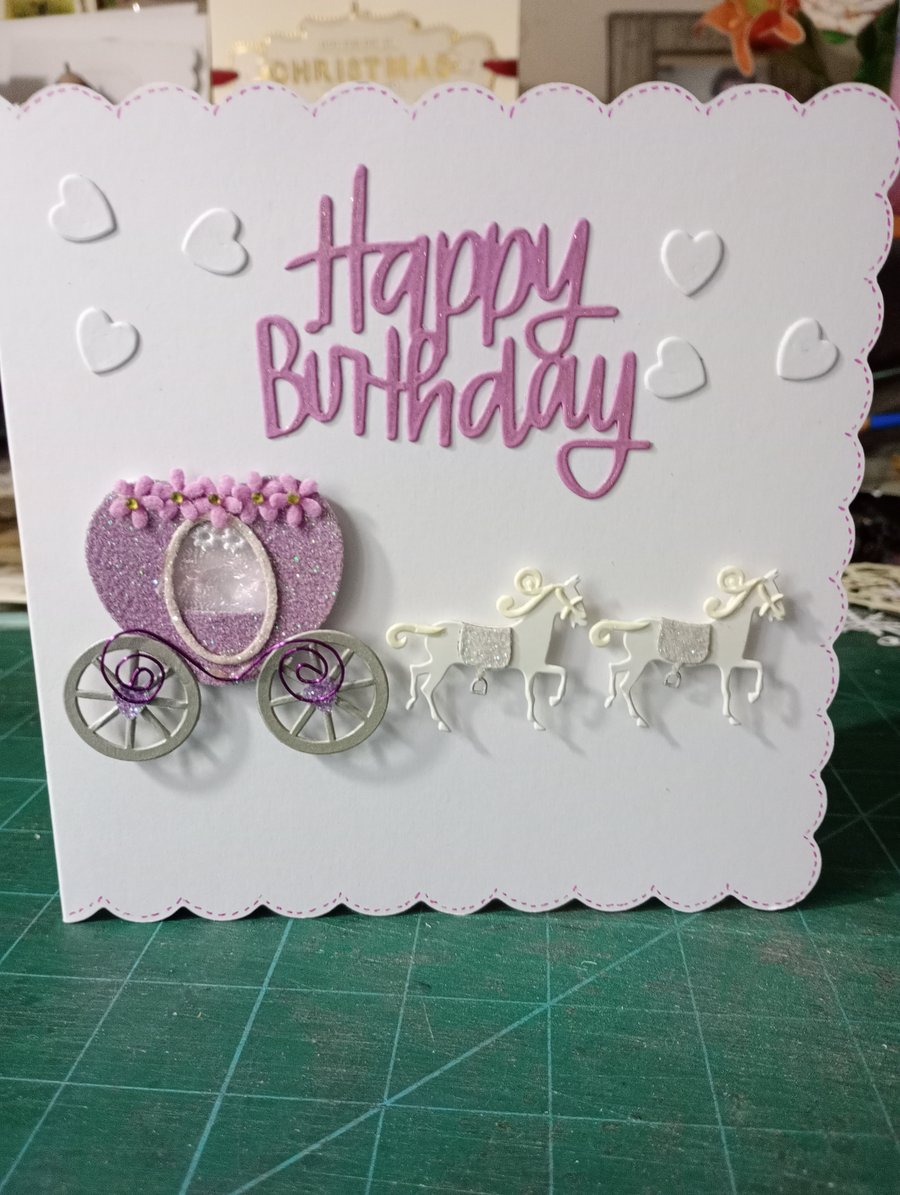Magical coach happy birthday card