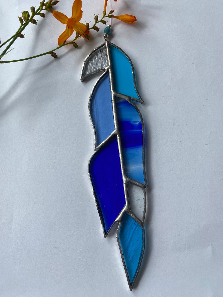 Stained Glass Feather Suncatcher Decoration 