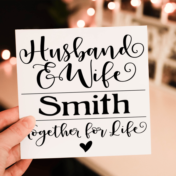 Husband & Wife Wedding Card, Wedding Day, Custom Wedding Card, Personalised Card