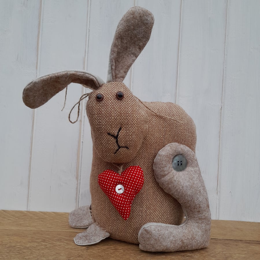 Bunny Rabbit Hare Handmade Fabric Doorstop 