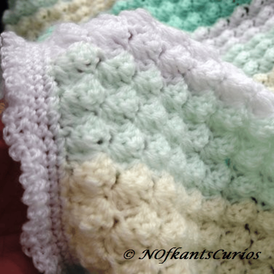 Vanilla & Mint Hand Crocheted Baby Pram, or Cot Blanket.