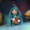 Tiny Infirmary Gnome 'Della' with potion bottle OOAK Sculpt by Ann Galvin