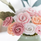 Crochet Rose Stem or Bunch, mini roses on wire stems