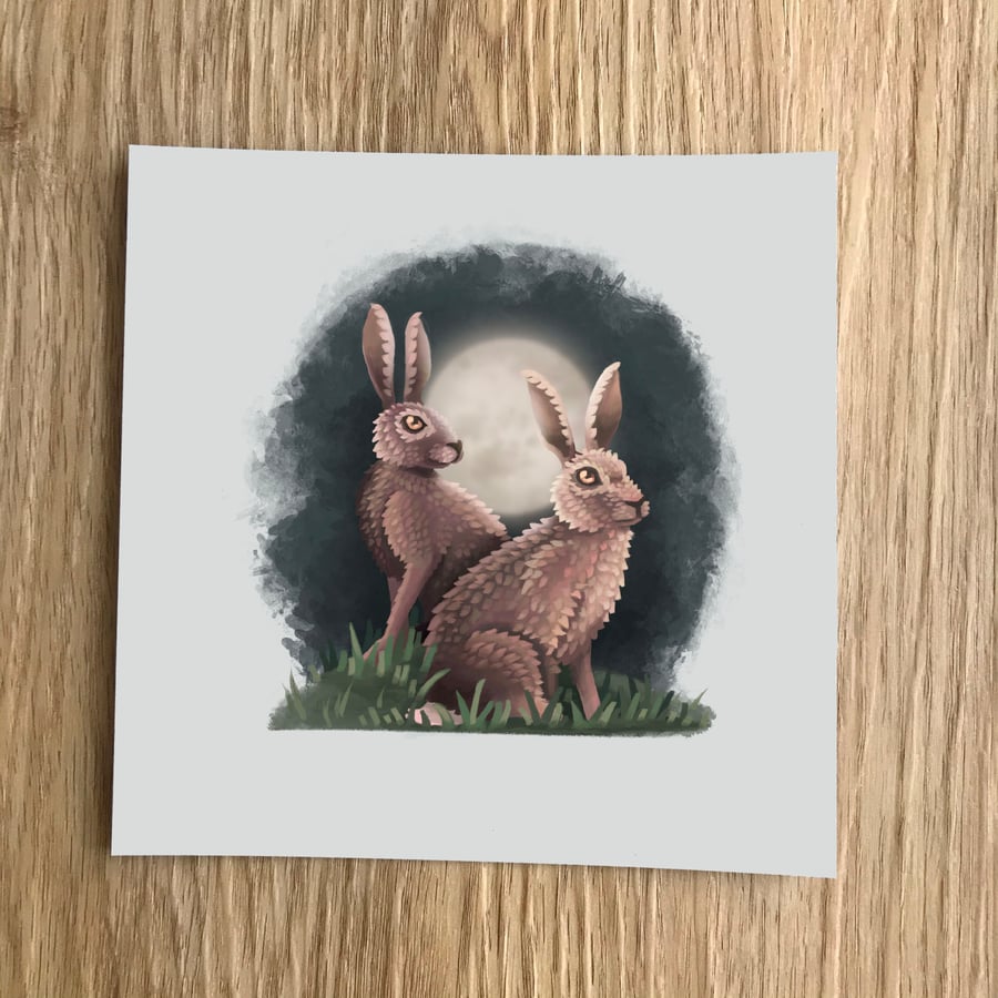 Hares Square Post Card Print