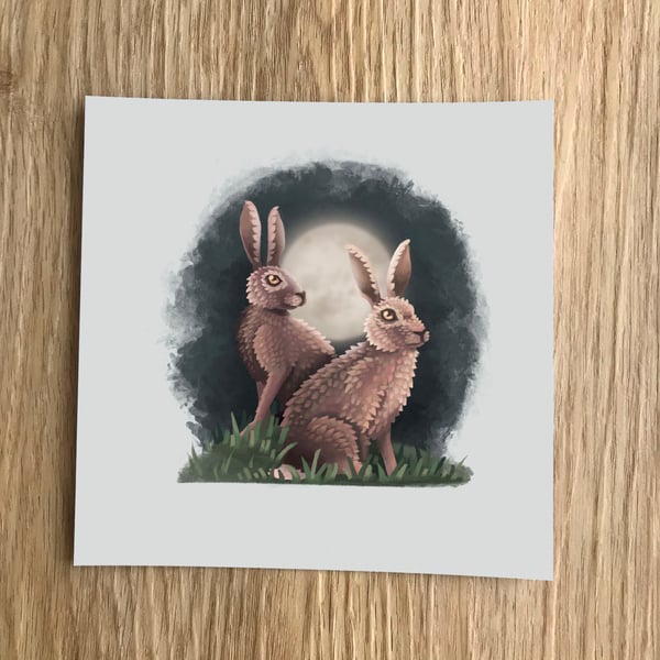 Hares Square Post Card Print