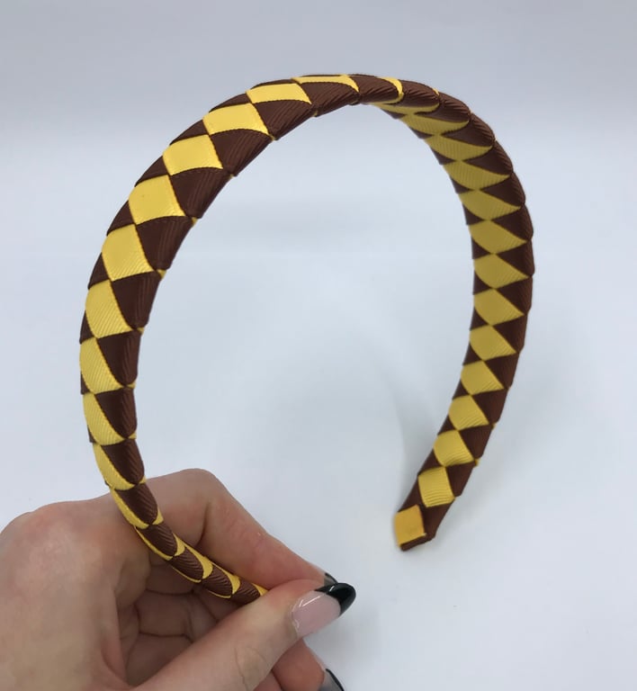 Brown and Yellow Gold Diamond Pleated Hairband