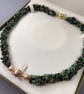 Emerald & Nucleated Freshwater Pearl Twisted Rope Effect Necklace  - Image 2