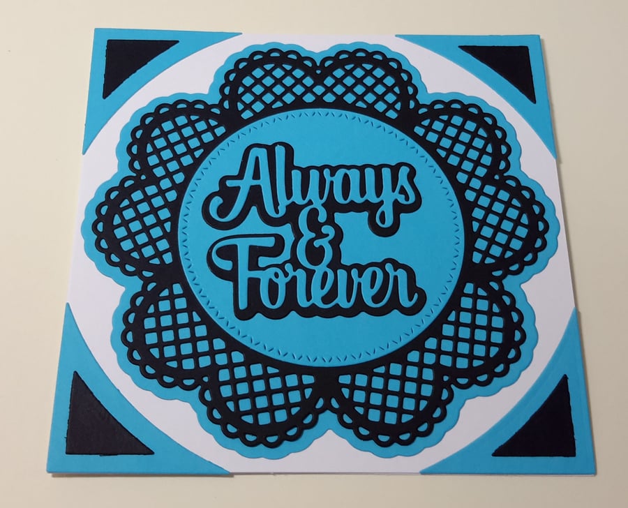 Always and Forever Greeting Card - Blue and Black