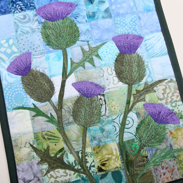 Thistle Pattern Art Quilt Wall Hanging