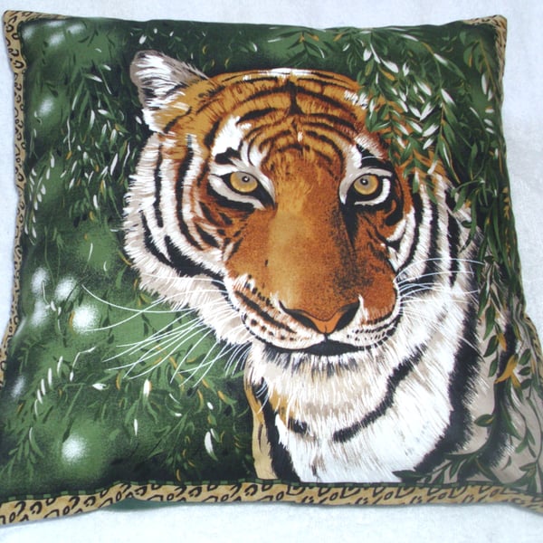 On Safari magnificent Tiger emerging from forest cushion
