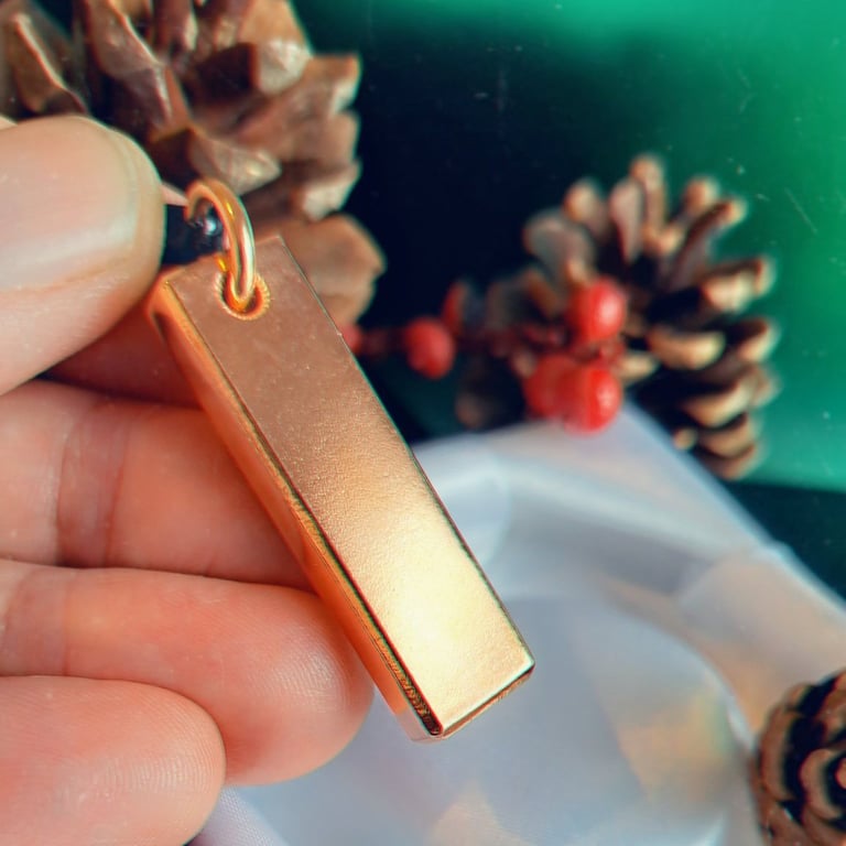 Solid Copper bar Necklace, Handmade Pendant