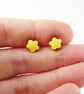 Flower stud earrings, yellow. - Image 4