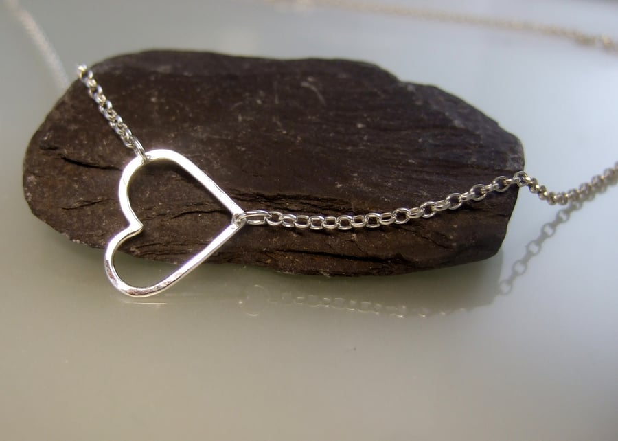 Recycled Sterling Silver Small Heart Pendant