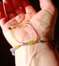 Rainbow Multi Gemstone Macrame Cord Adjustable Bracelet 7-8 Inch - Image 3