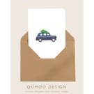 Christmas Card Cards Taxi London Cab Christmas Tree watercolour style (QM 210)