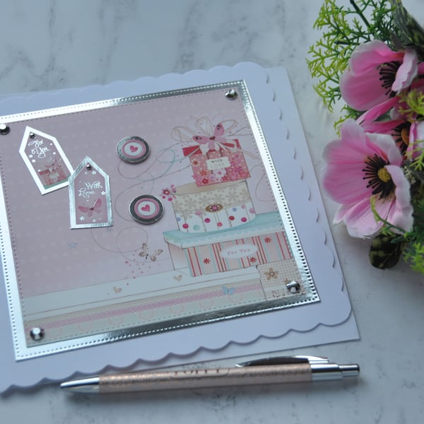 Happy Birthday Card Gifts Presents Butterflies 3D Luxury Handmade Card