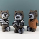 Hand Carved 'Bad Raccoons' Wooden Decoration