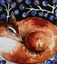 Whimsical Resting Fox under the Berry Bush Watercolour Print Artwork