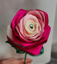 Gorgeous Handmade Raspberry Ripple Pink Ribbon Rose - Long Stem Flower Gift - Image 3