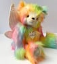 Large Rainbow artist bear, one of a kind collectable fairy teddy bear