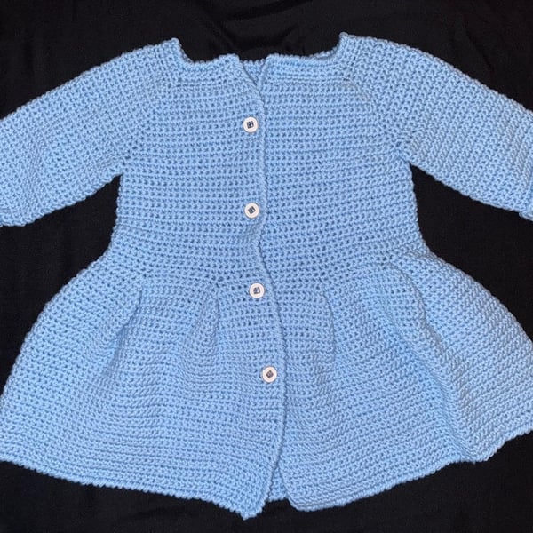 Handmade Crochet Baby Cardigan – Baby Blue
