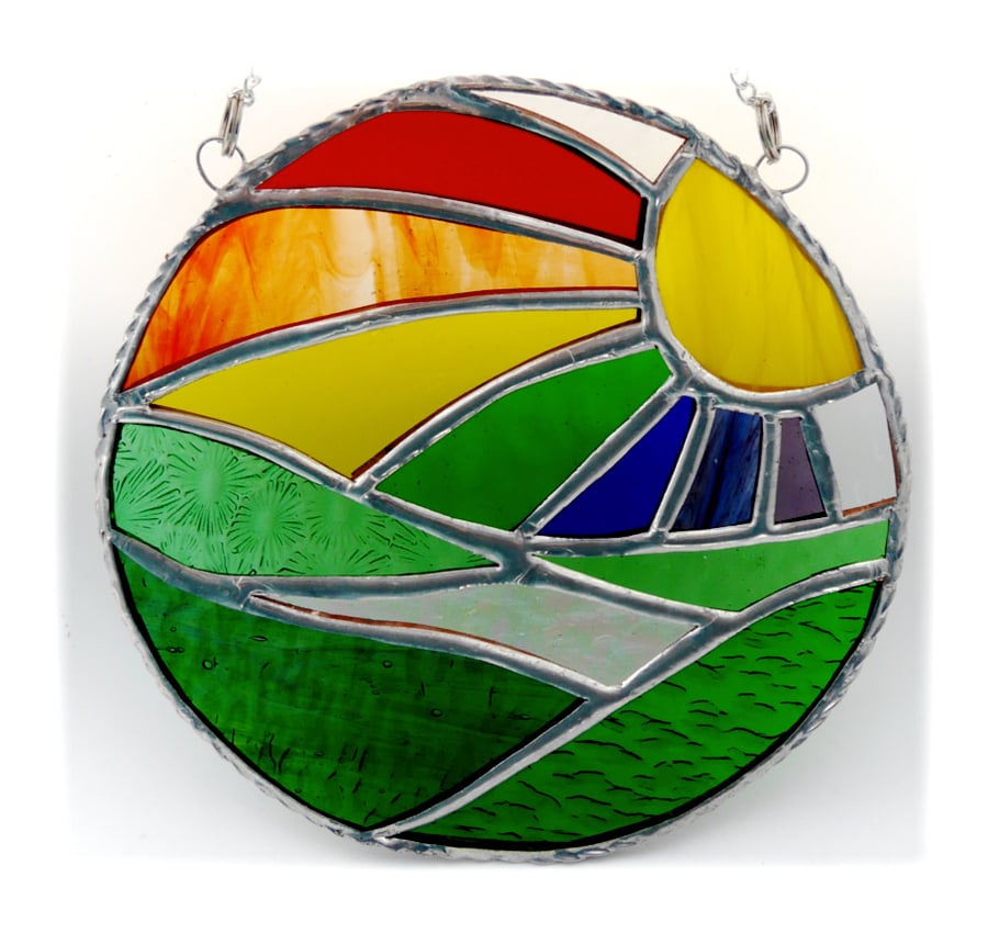 New Day Stained Glass Suncatcher Handmade Rainbow Ring 017