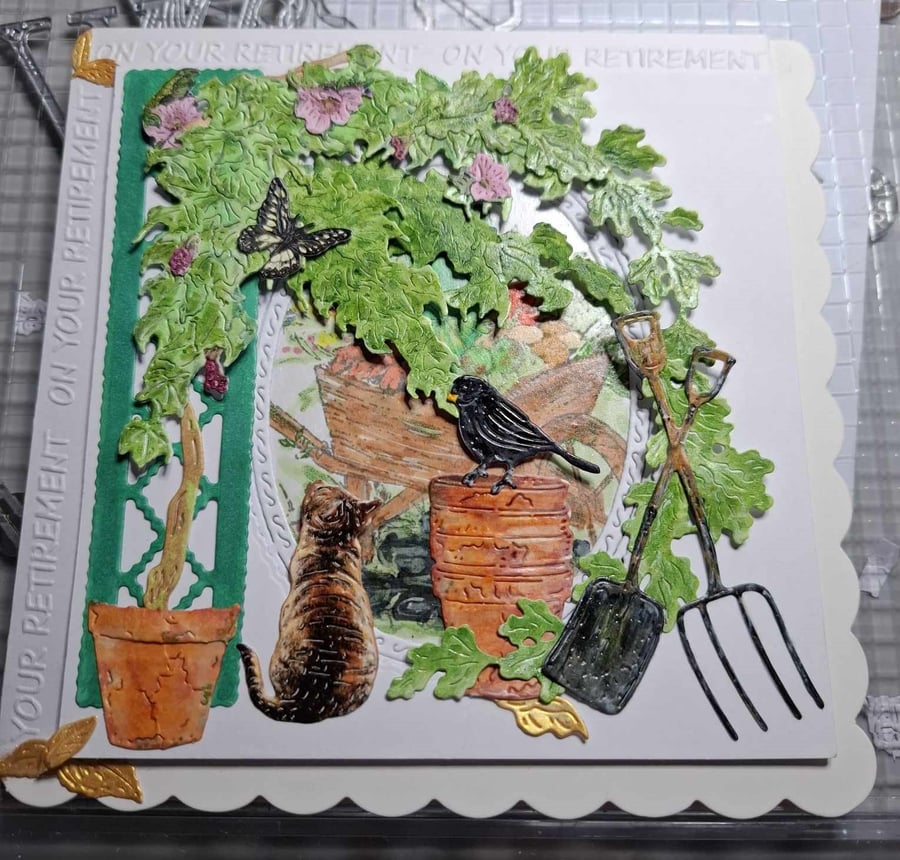 Original Hand Painted Collage & Decoupage Card For All Occasions Free P&P